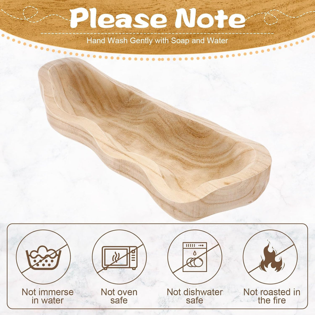 Nuogo 14 Inch Wooden Wavy Edge Dough Bowl Supplies, Color of Wood