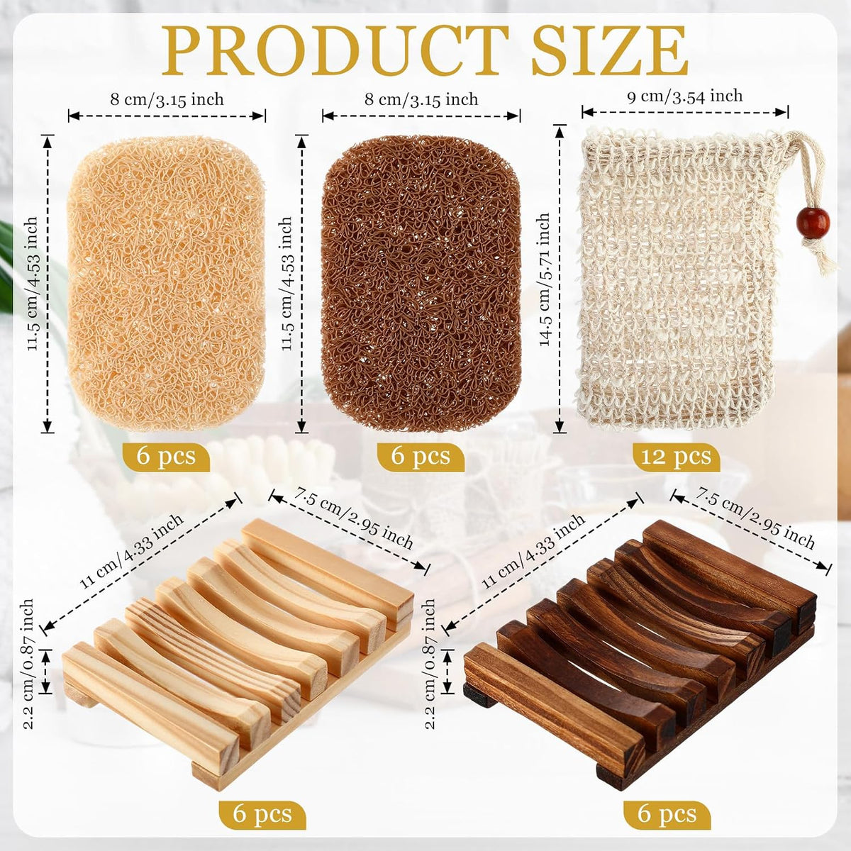 Baderke Soap Saver Wooden Dish Holder Bag and Pads, Mixed Color, 36 Pcs