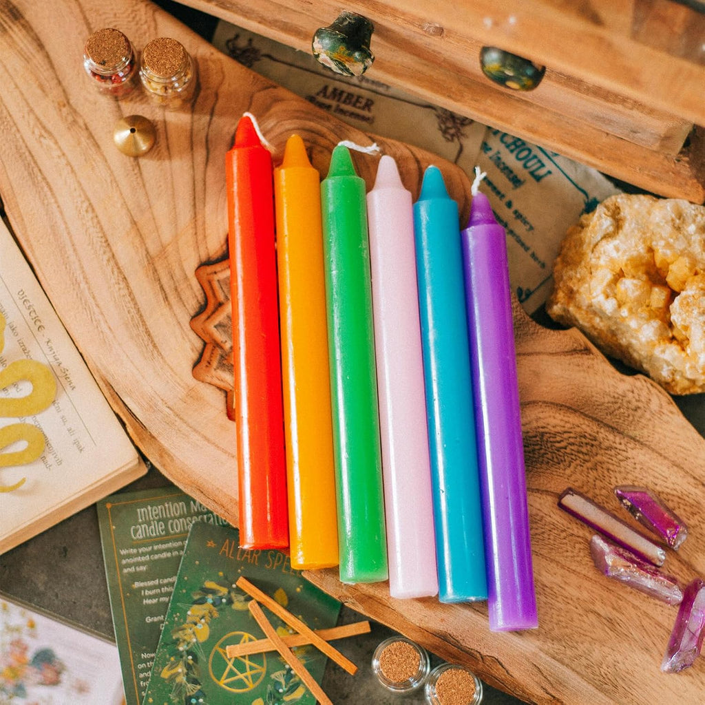 Mini Spell Chime Taper Candles 20-Pack, 5" Unscented Ritual Candles