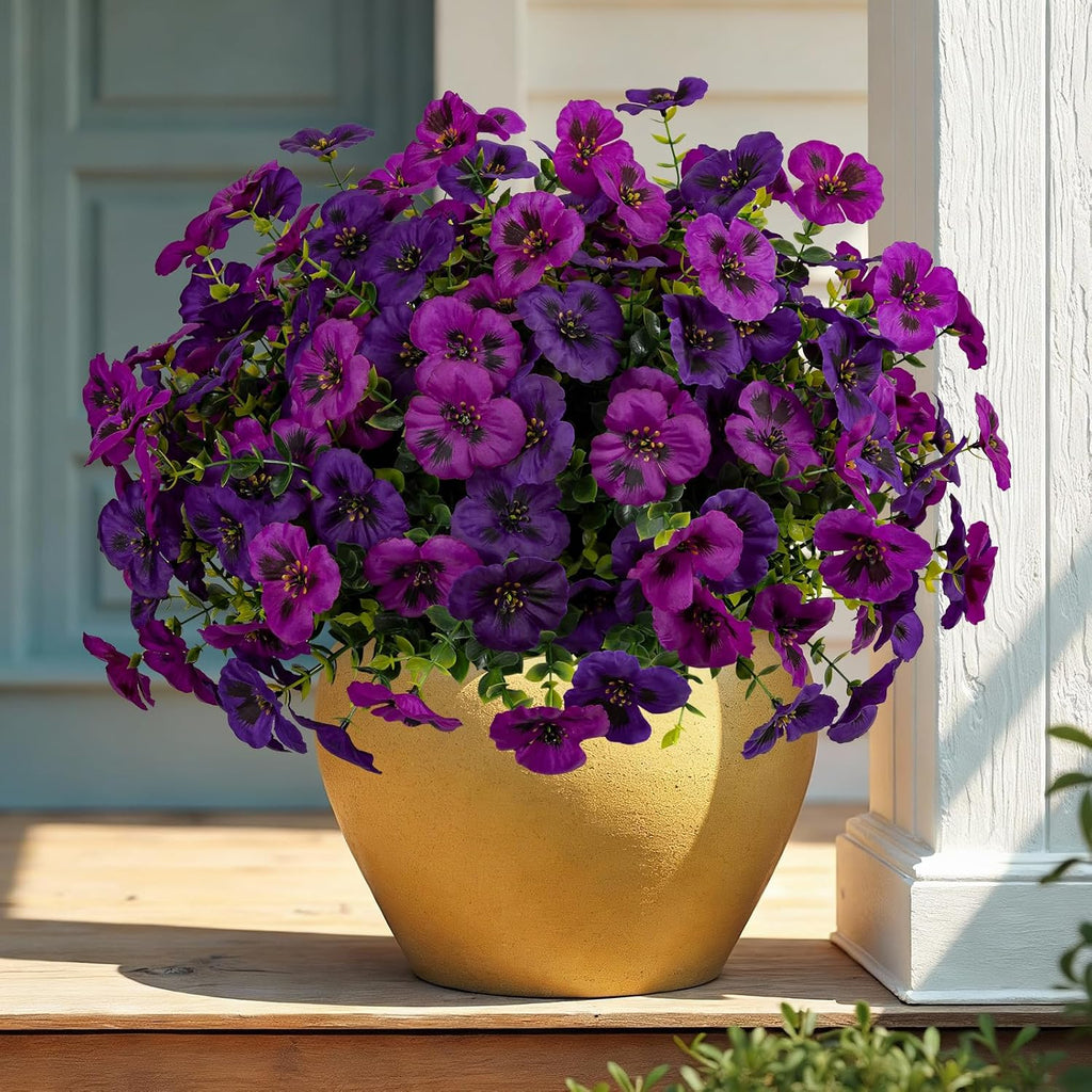Artificial Flowers for Outdoor Faux Pansies Fake Flowers Plants,12 Bundles