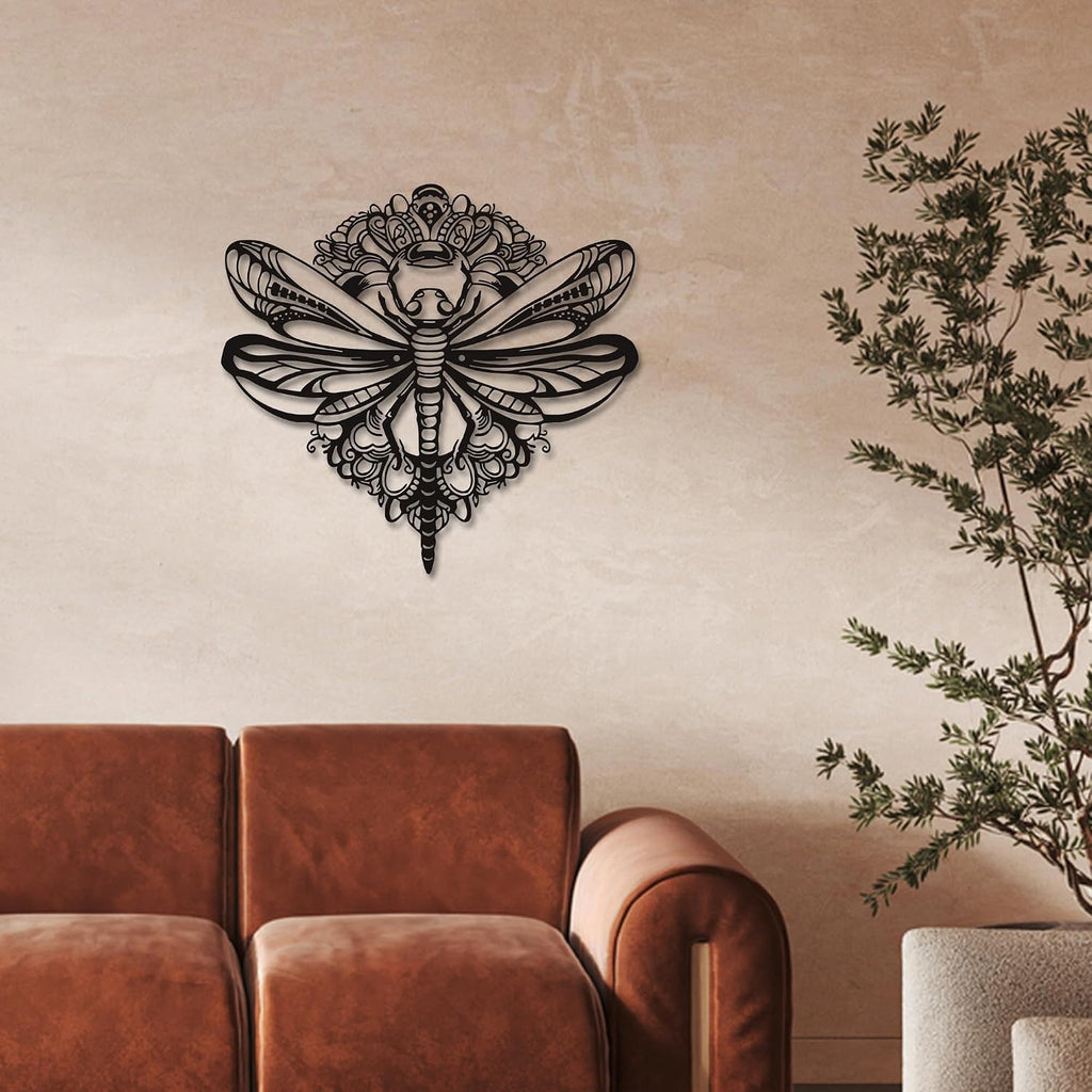Rajukit Floral Dragonfly Metal Wall Art for Patio Garden