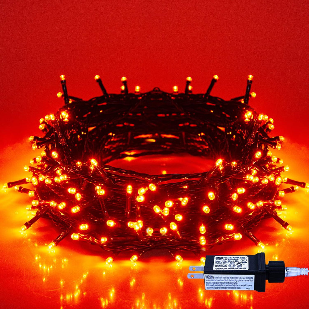 Halloween Indoor String Lights Orange - 220 LEDs 82ft/25m Memory Function 8 Modes End-to-End Plug in Outdoor Waterproof Fairy Twinkle Tree Fall Lights for Autumn/Thanksgiving Day/All Saints' Day/Yard