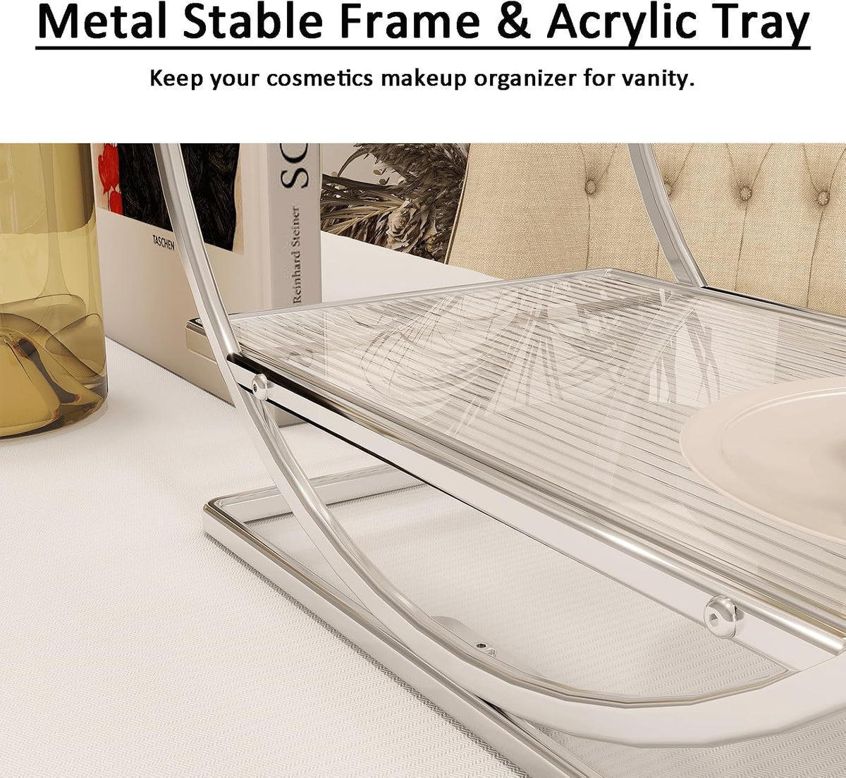 Makeup Perfume Organizer, Sliver 2-Tier Bathroom Counter Organizer