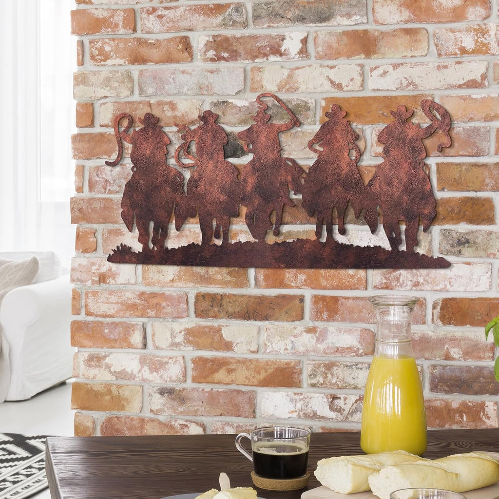 Zonon Western Cowboy Wall Decor Metal Cowboy Sign, Rust Color