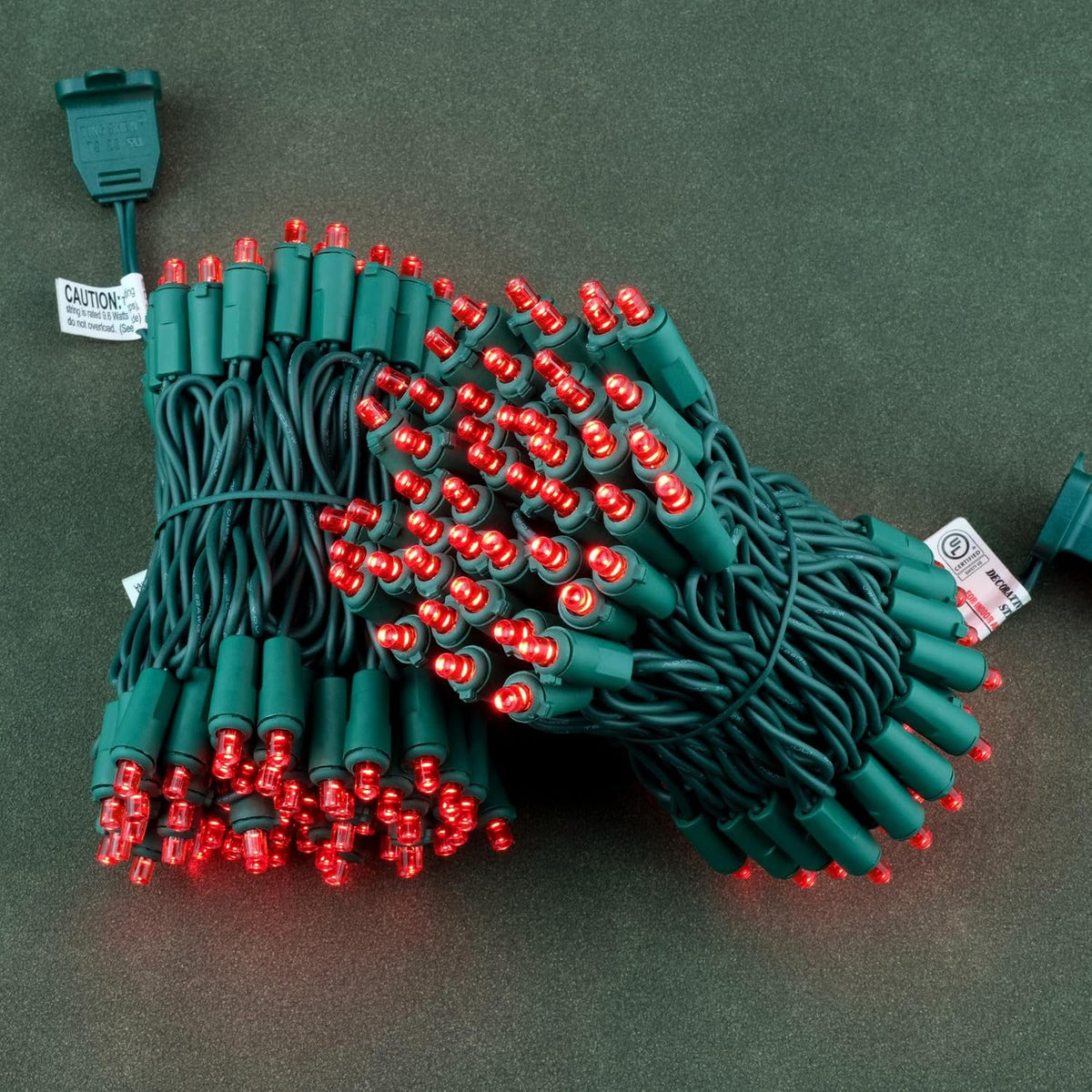 YULETIME 200 Red Christmas String Lights, 2-Set 25 ft 100 Wide Angle LED