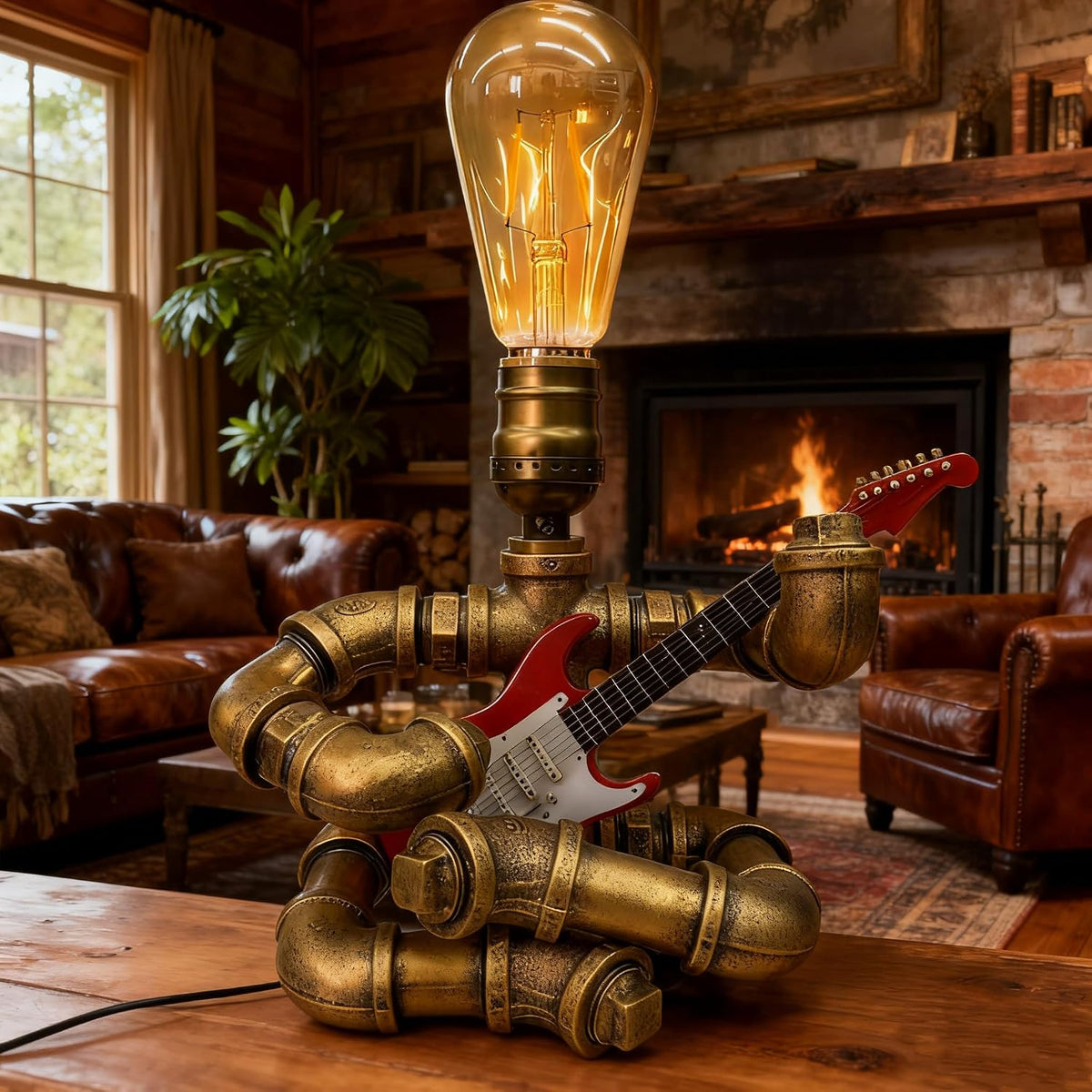 Cool Lamps - Cool Industrial Guitar Lamp, Vintage Table Lamp, Ideal Music Gift for Men & Guitar Lovers