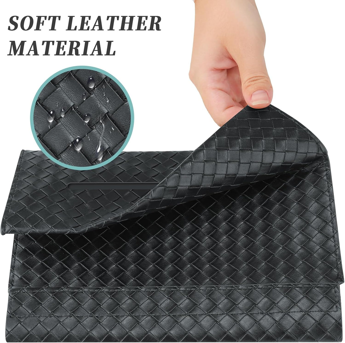 NiHome PU Leather Tissue Box Cover for Kleenex Hand Towels, Black