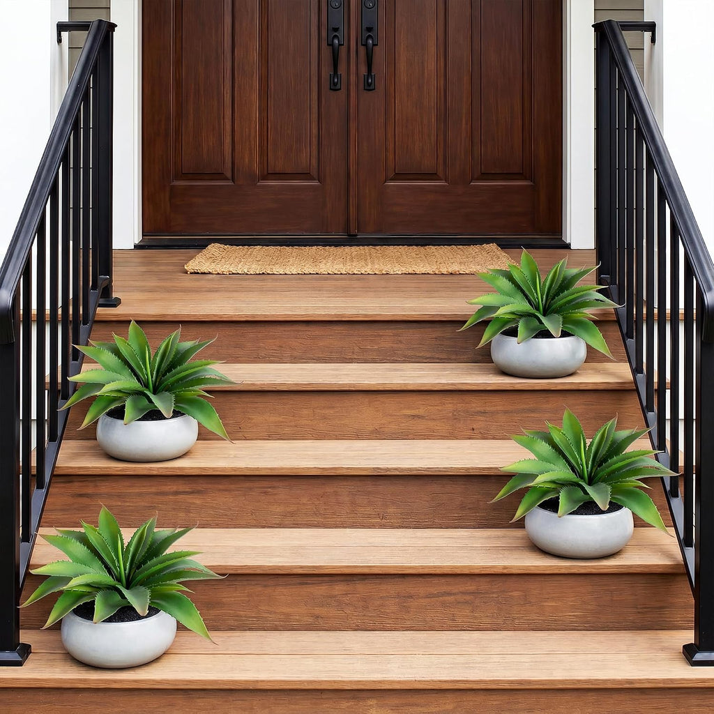Faux Agave Plant Outdoor Artificial Succulents UV Resistant Green