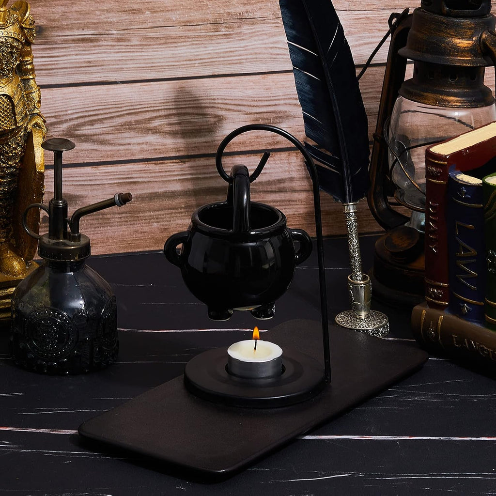 2 Pcs Halloween Wax Melt Warmer, Witch Hanging Cauldron Oil Burner