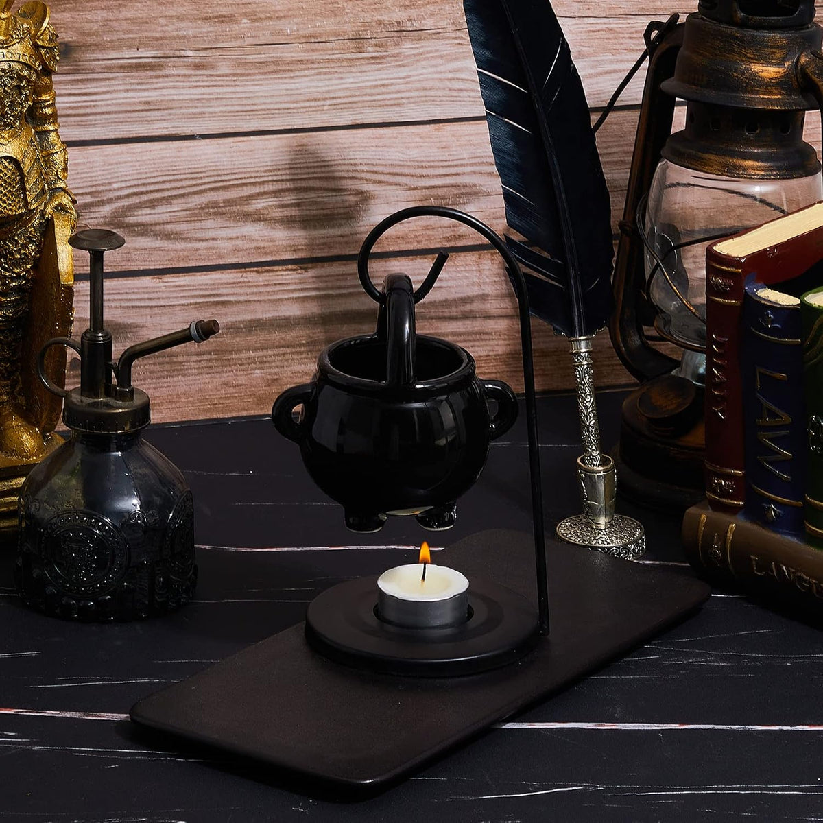 2 Pcs Halloween Wax Melt Warmer, Witch Hanging Cauldron Oil Burner