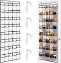 40 Pockets Over the Door Shoe Organizer, Reusable Large Capacity Breathable Mesh Pockets Shoe Holder, Space Saving Hanging Shoe Rack for Dorm Room Bedroom Entryway Closet Storage (White, 40 Pockets)
