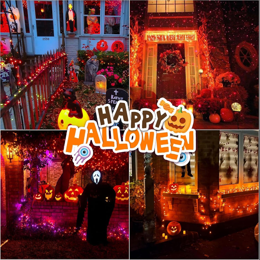 Orange String Lights, 32FT 100 LED Plug in Halloween Lights Outdoor Indoor,