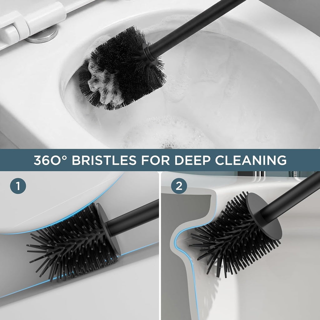 FORIOUS Stainless Steel Toilet Bowl Brush Scrubber and Holder Set Medium