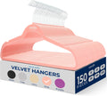 SereneLife 150 Pack Velvet Clothes Hangers | Organize Shirts, Dresses & Coats with Ease | Non-Slip, Lightweight Recycled ABS, 360° Swivel Hook, Ultra-Thin 0.24-Inch Profile, 10 Lbs Capacity | Pink