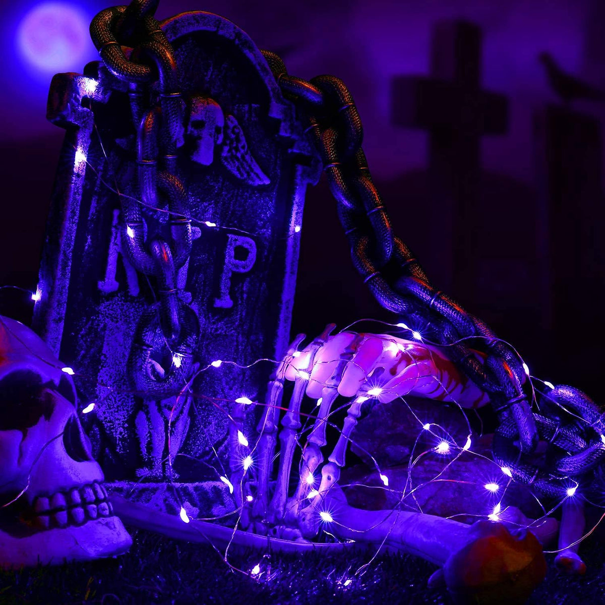 Brizled Halloween Lights Purple, 20 LED Indoor Battery Fairy Lights,12 Pack