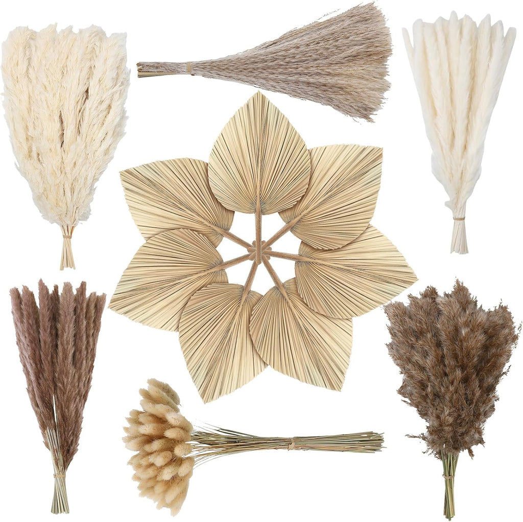 202 Pcs Boho Dried Pampas Grass Decor Bulk
