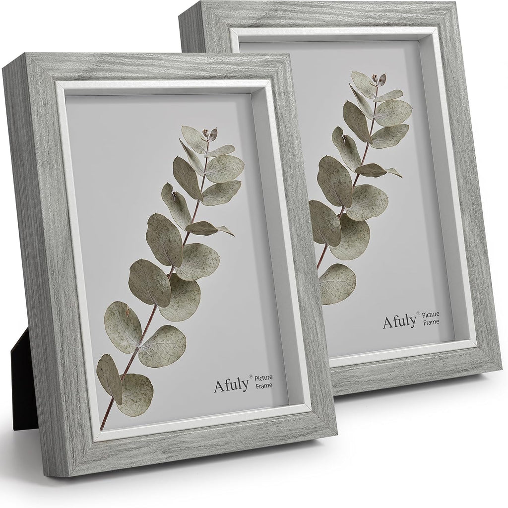 Afuly 5x7 Picture Frame Set of 2, Modern Grey Photo Frame