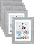 Icona Bay 8x10 Picture Frames with Mat (Speckled Gray, 6 Pack), French Country Style Picture Frame Set, Wall Mount or Table Top, Countryside Collection