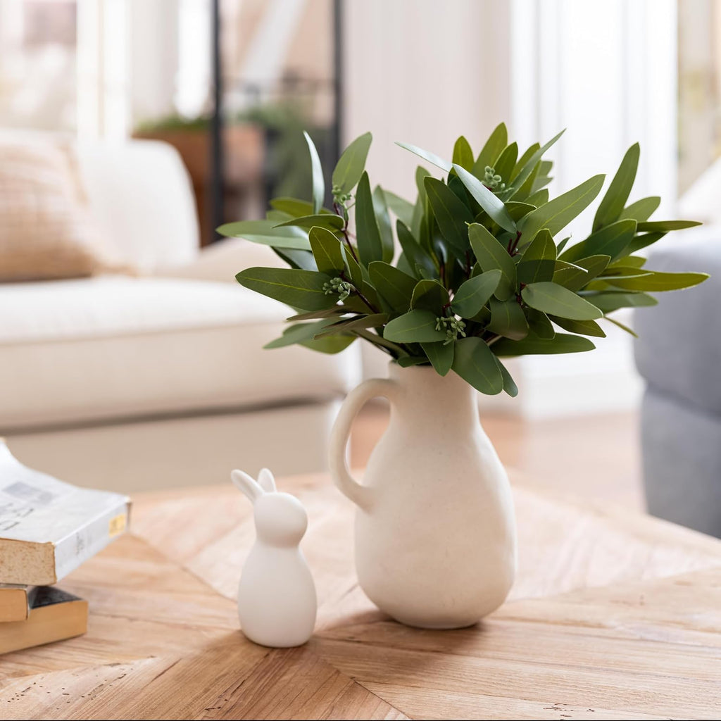 Avoeco 15-Piece Real Touch Faux Eucalyptus Stems, 15-Inch Seeded Branches