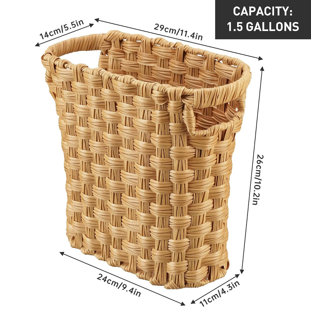 Wicker Waste Basket with Built-in Handles, Multifunctional Mini Basket for Home and Office, Compact Design and Durable Construction with Fine Artisanal Craftsmanship