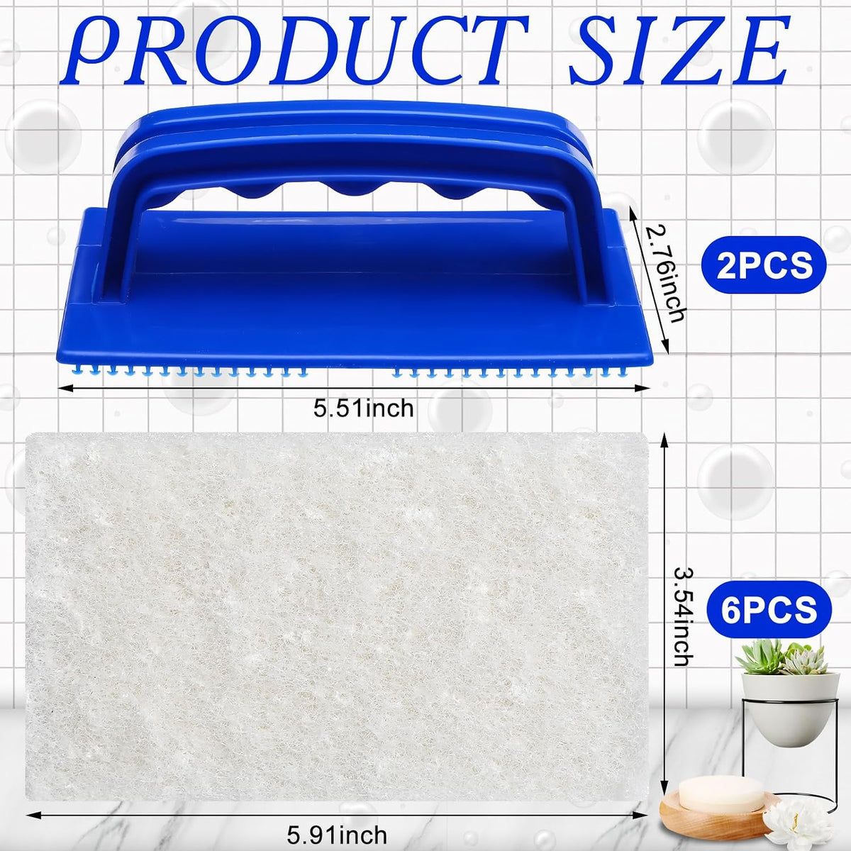 Maxdot 8 Pcs Handled Bath Scrubber Sponge Scrub Pad with Handle Cleaning