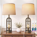 SRJJA 24" Farmhouse Table Lamps for Living Room Bedroom Set of 2, USB A+C