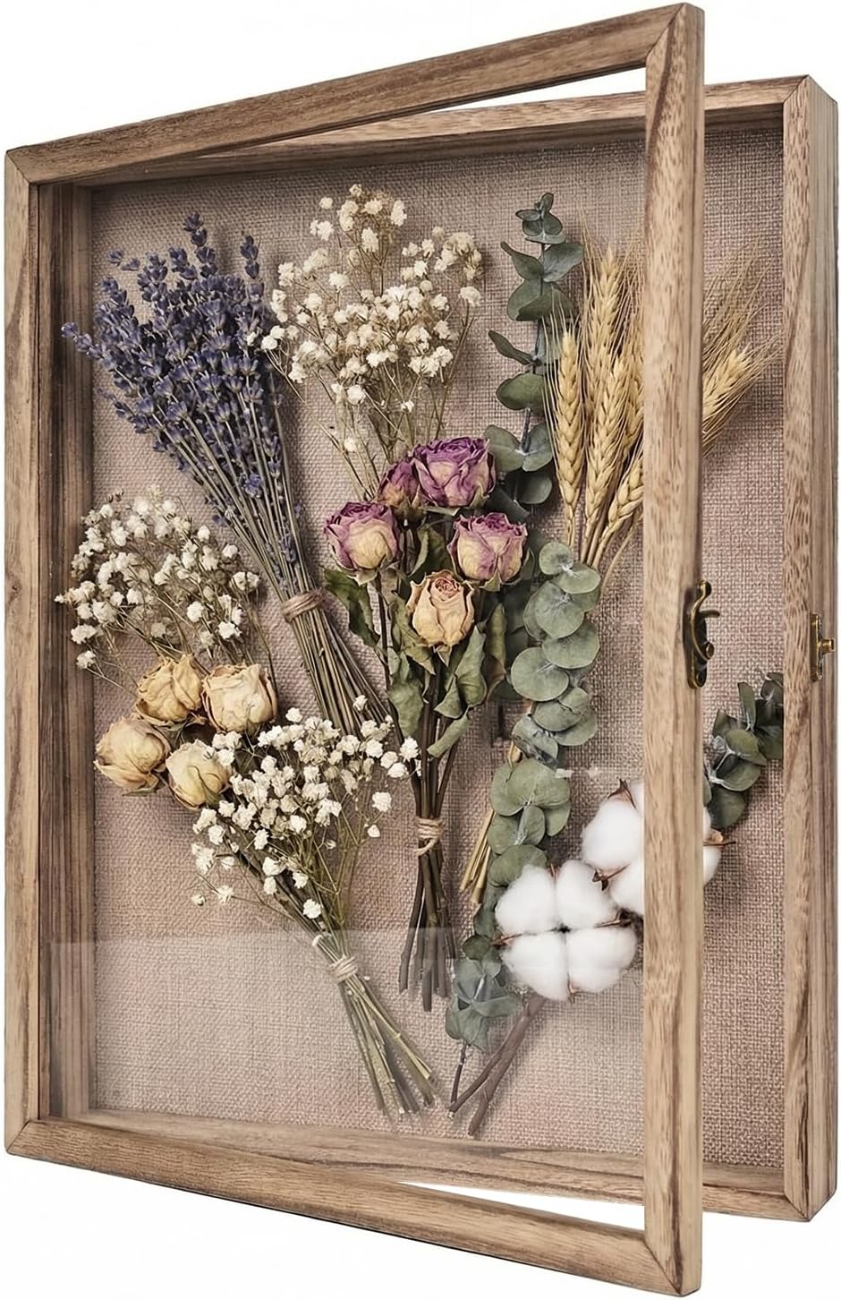 13×16 Shadow Box Frame, Linen Back, Glass Door, Hinge Display Case