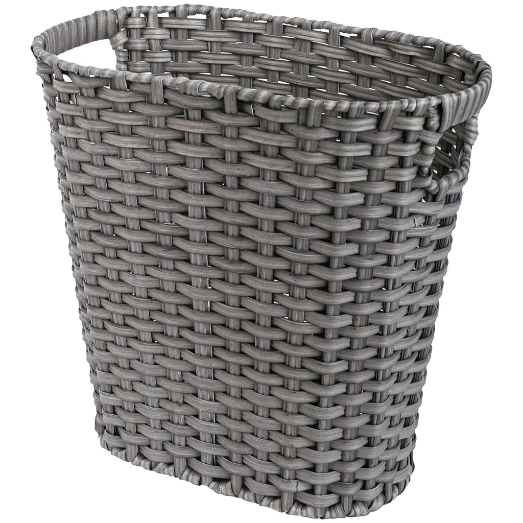 GRANNY SAYS Wicker Bathroom Trash Can, Wicker Waste Basket, Dark Gray