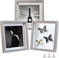 8x8 Shadow box Frame Grey Shadow Box Display Case Made of Solid Wood and Real Glass Deeps 0.6in for Wall Or Tabletop（3 Pack）
