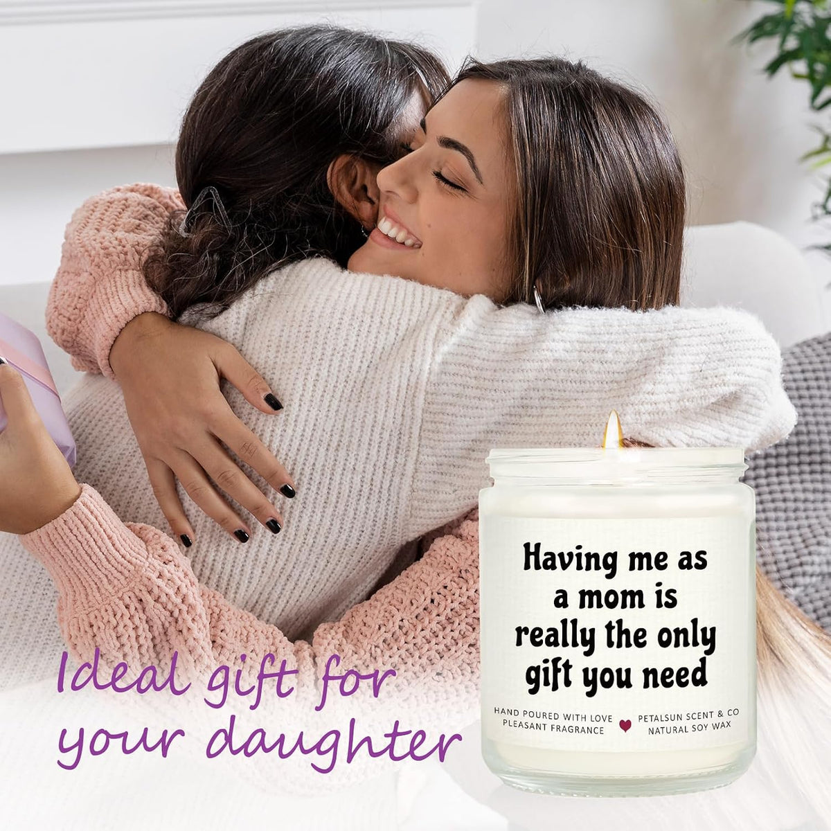 Petalsun Daughter Gifts from Mom, Lavender Scented Soy Wax Candle