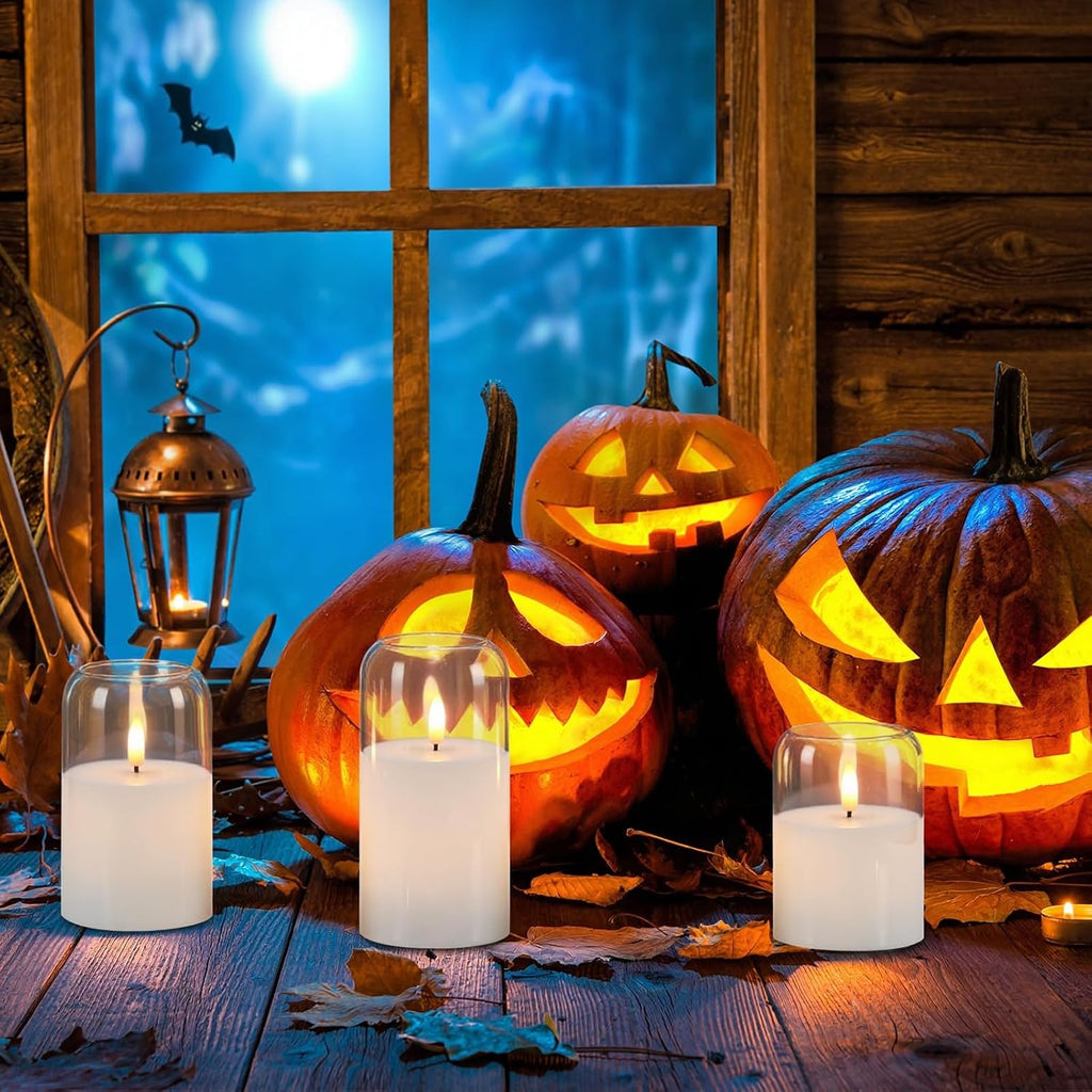 GenSwin Clear Glass LED Flameless Candles with Remote Timer