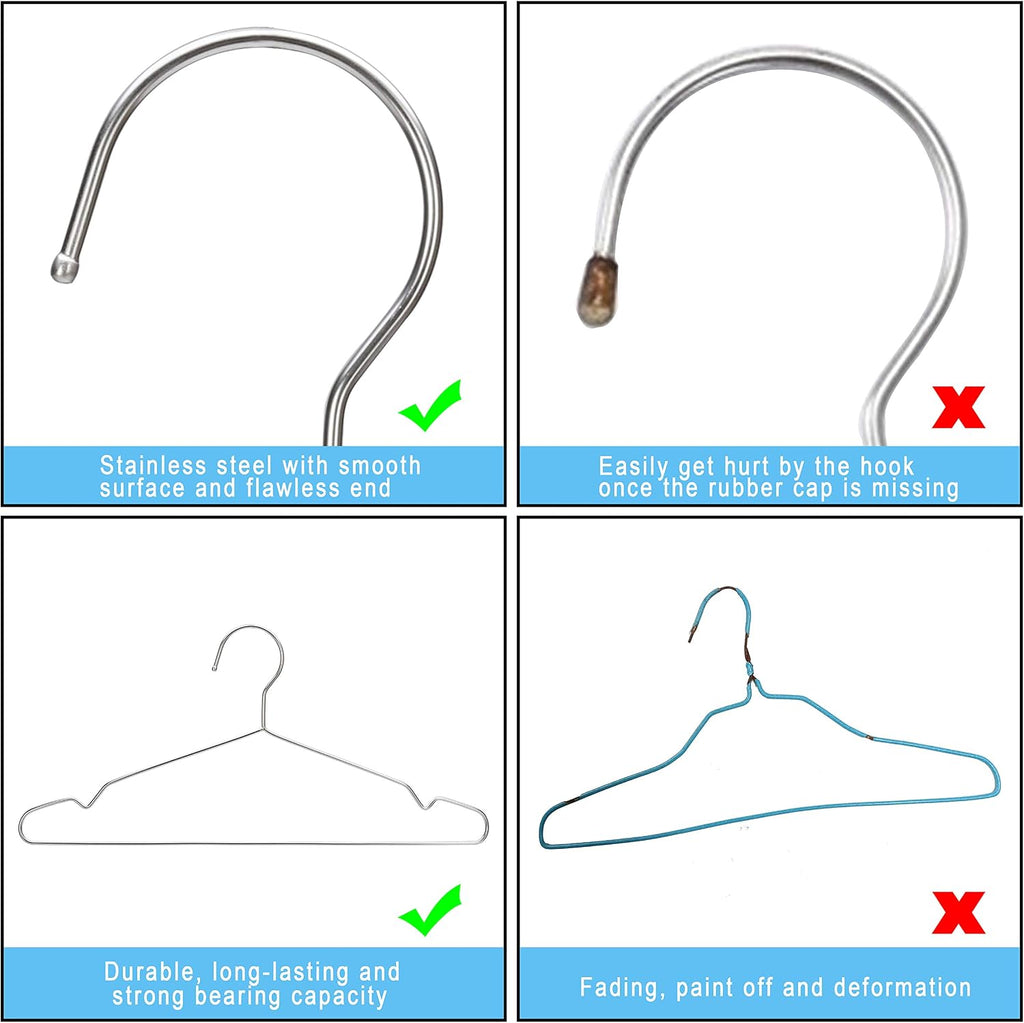 Seropy Clothes Hangers 50 Pack Coat Hangers Wire Hanger Bulk Metal Hanger Non Slip Heavy Duty Clothing Hangars Space Saving Thin Hangars Stainless Steel Hangar for Clothes, 16.5 Inch
