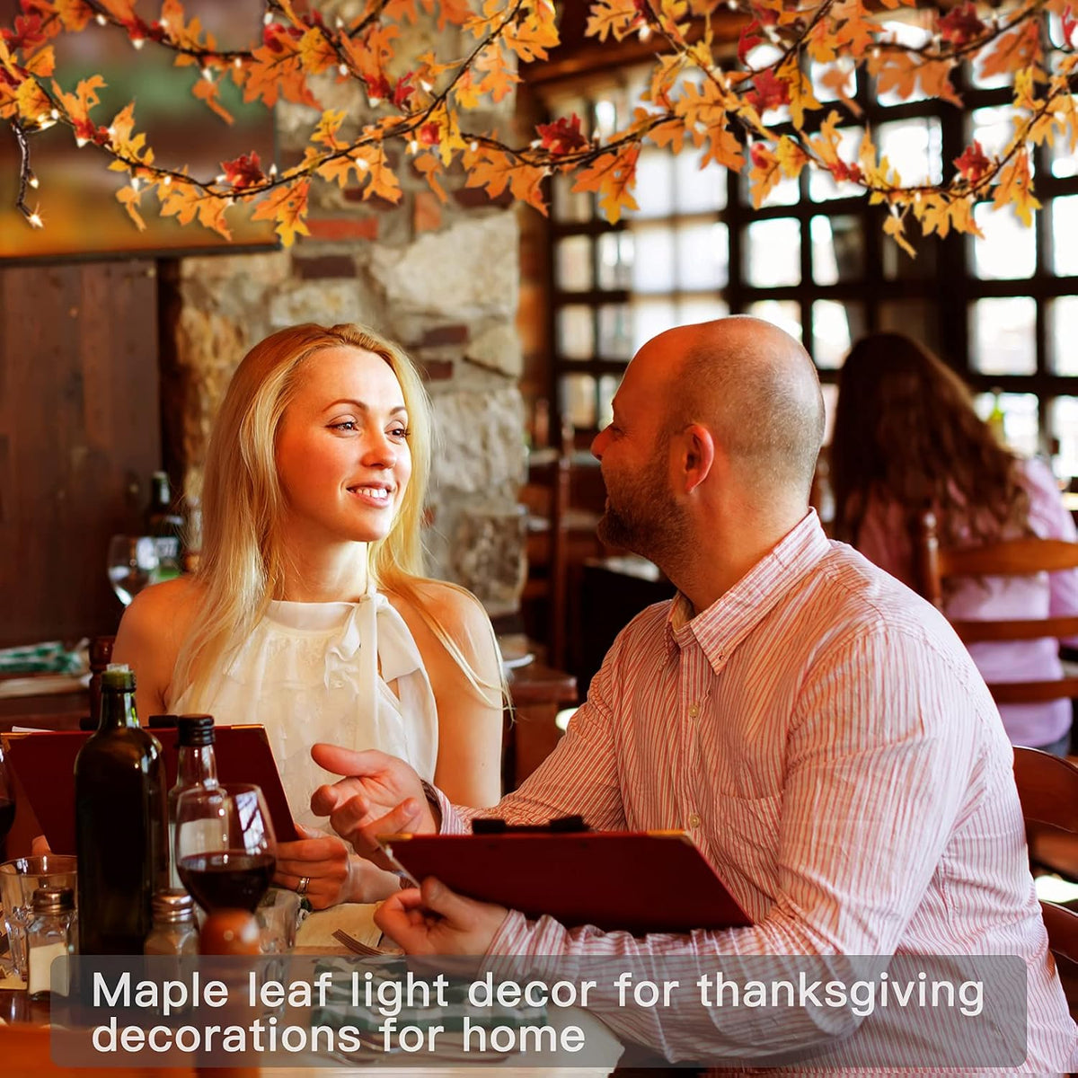 Brillarlights Fall Decorations Lighted Fall Garland Plug in, Thanksgiving Decorations Fall Garland Lights String 8ft with 35 Incandescent Bulbs for Halloween Garland Fall Decor
