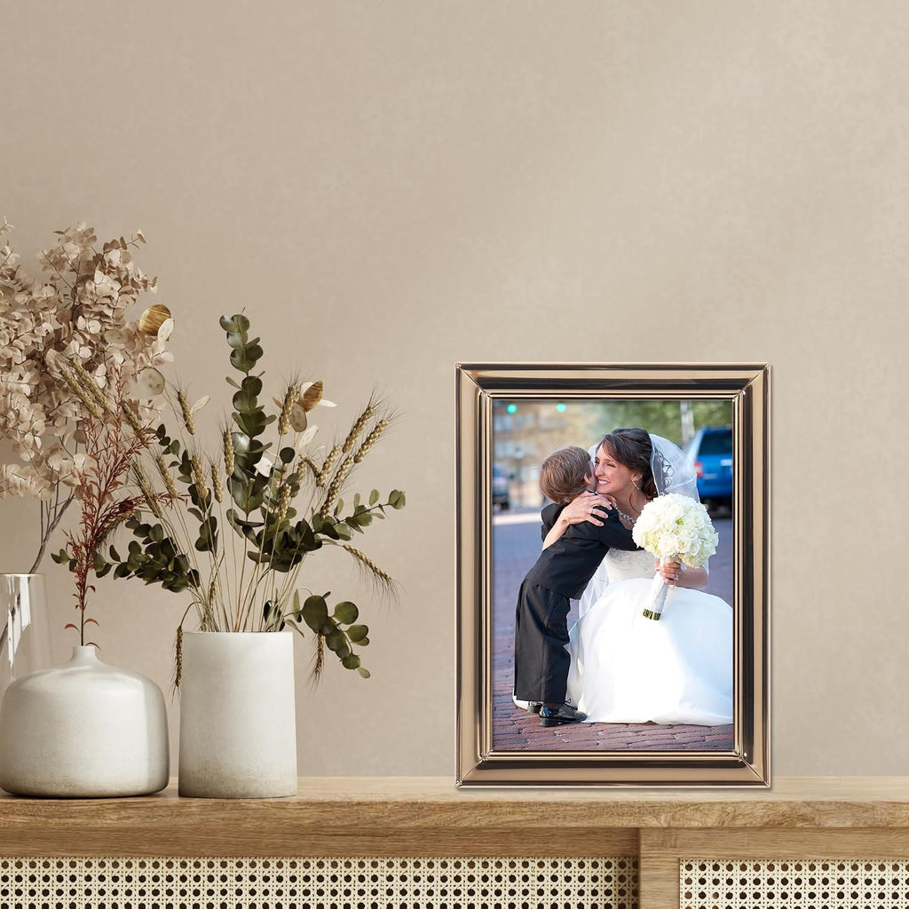 Lawrence Frames Strata Metal Picture Frame, 5x7, Gold
