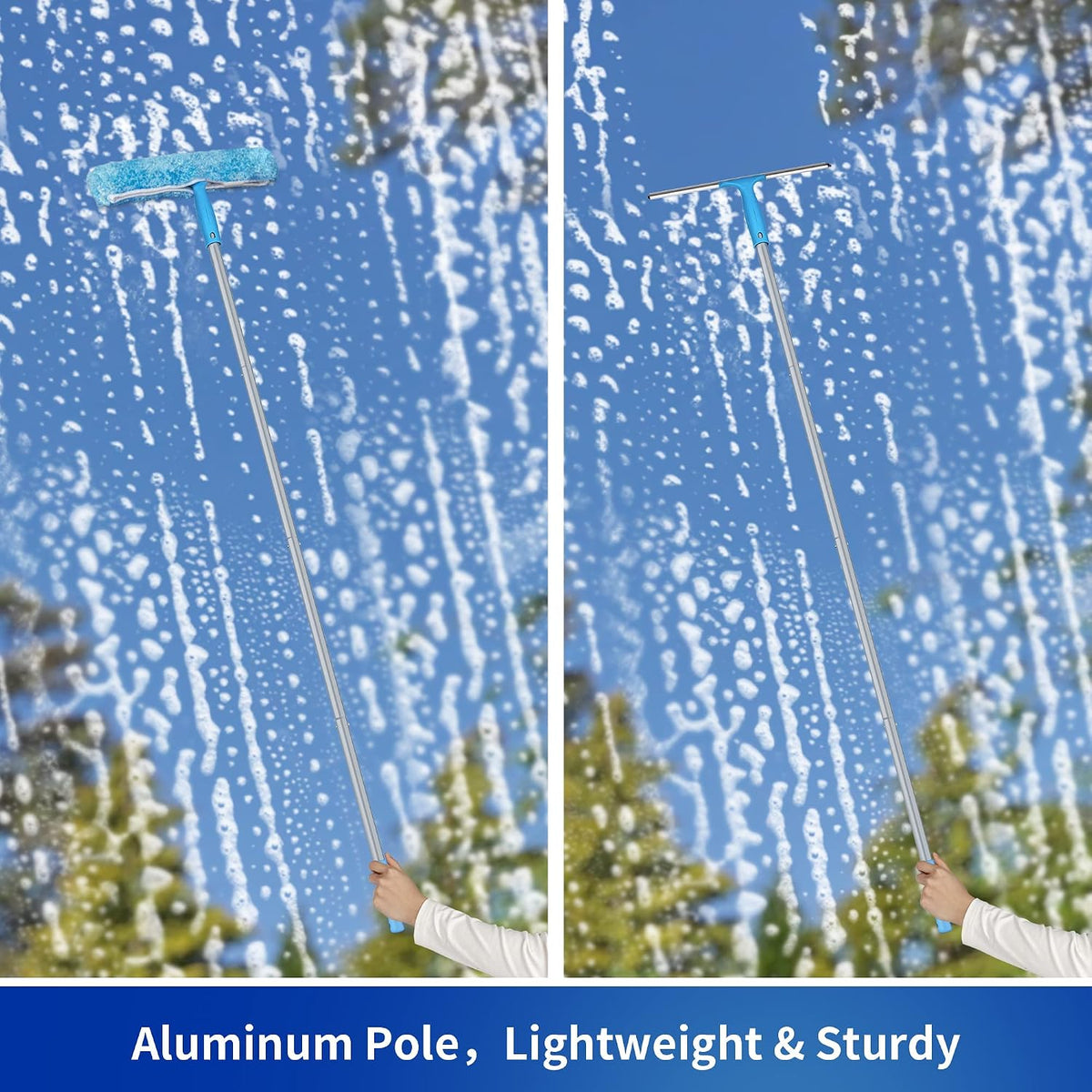 MR.SIGA Window Squeegee Extension Pole, 4 Pieces Aluminum Pole, 54.3 inch
