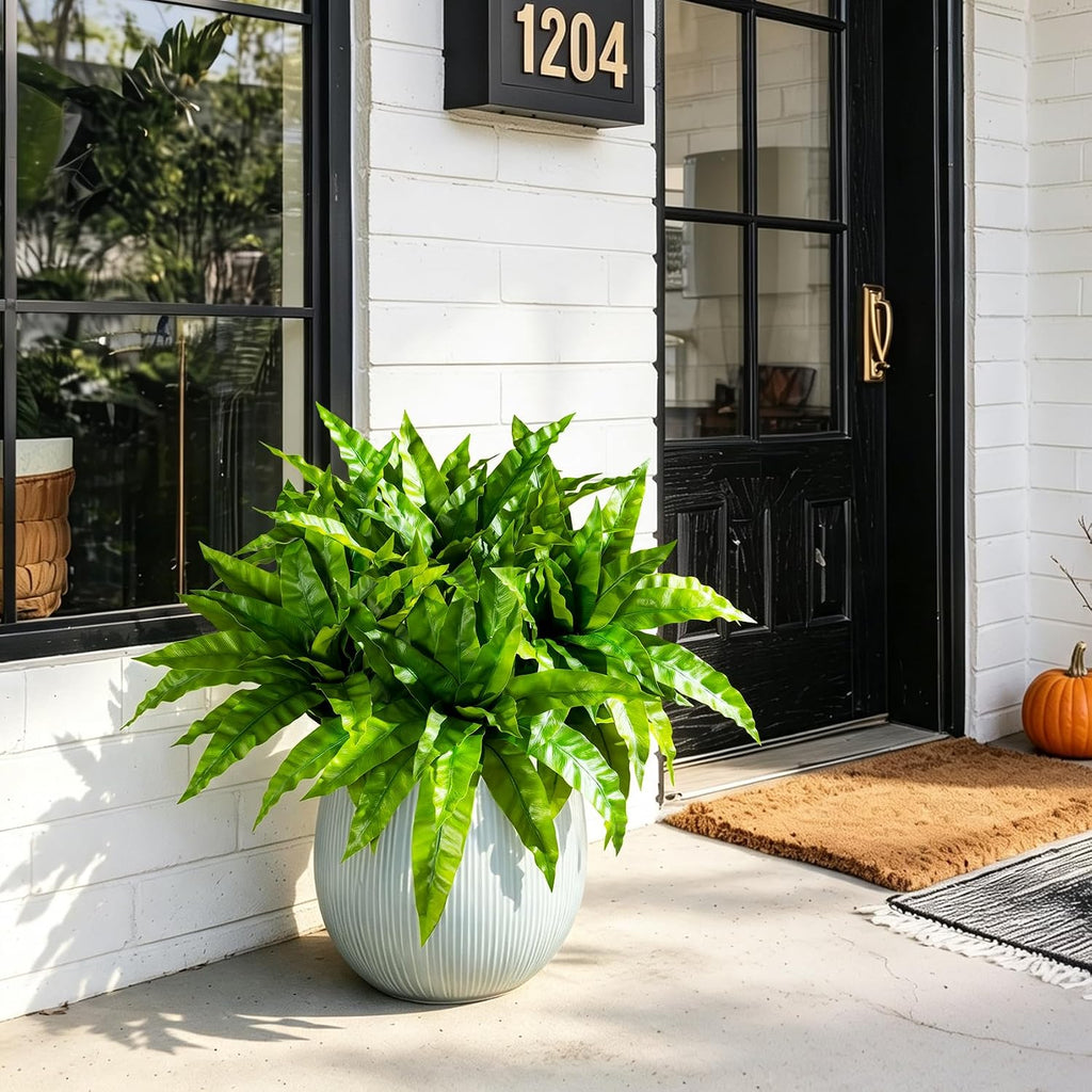 4 Pcs Artificial Greenery Stems Fake Bird Nest Fern Faux Branches Artificial Plants Realistic Fake Dracaena Realistic Plants for Indoor Outdoor Porch Patio Home Office Living Room Decor (Bright Green)