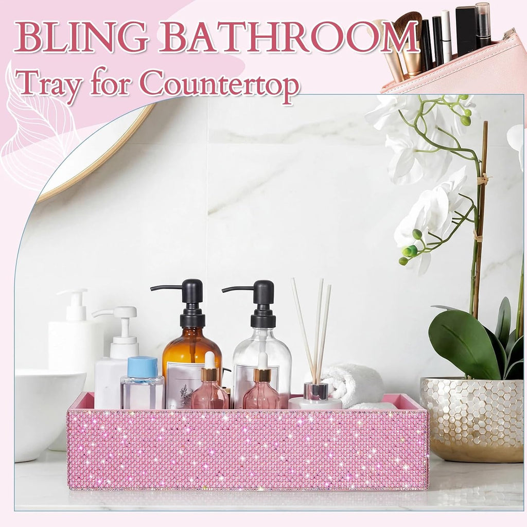 Honeydak Bathroom Basket, Pearl Toilet Tank Tray Pink Pearl