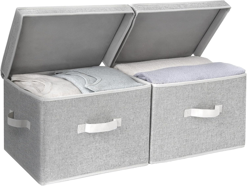 StorageWorks Fabric Storage Bins with Lids, Closet Storage Bins