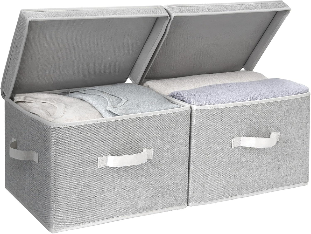 StorageWorks Fabric Storage Bins with Lids, Closet Storage Bins