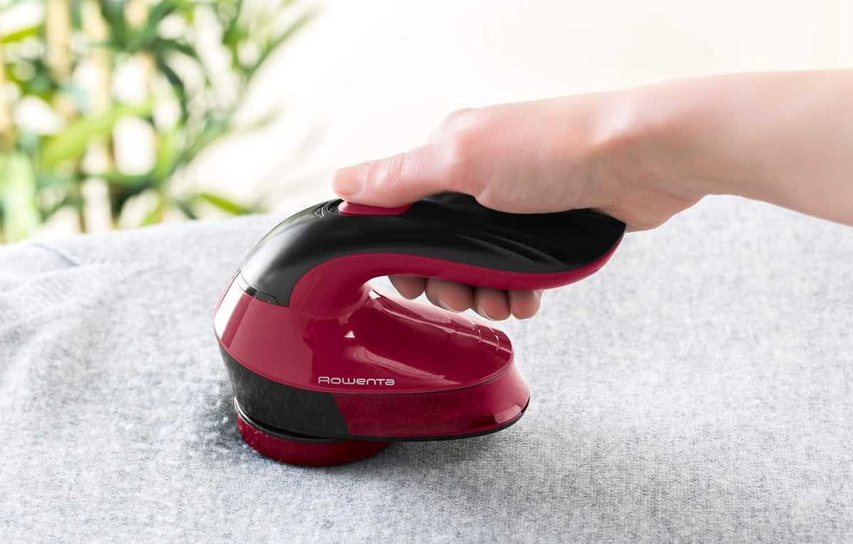 Rowenta Portable Lint Remover and Fabric Shaver with Adjustable Shave Height, Fabric Defuzzer, Red