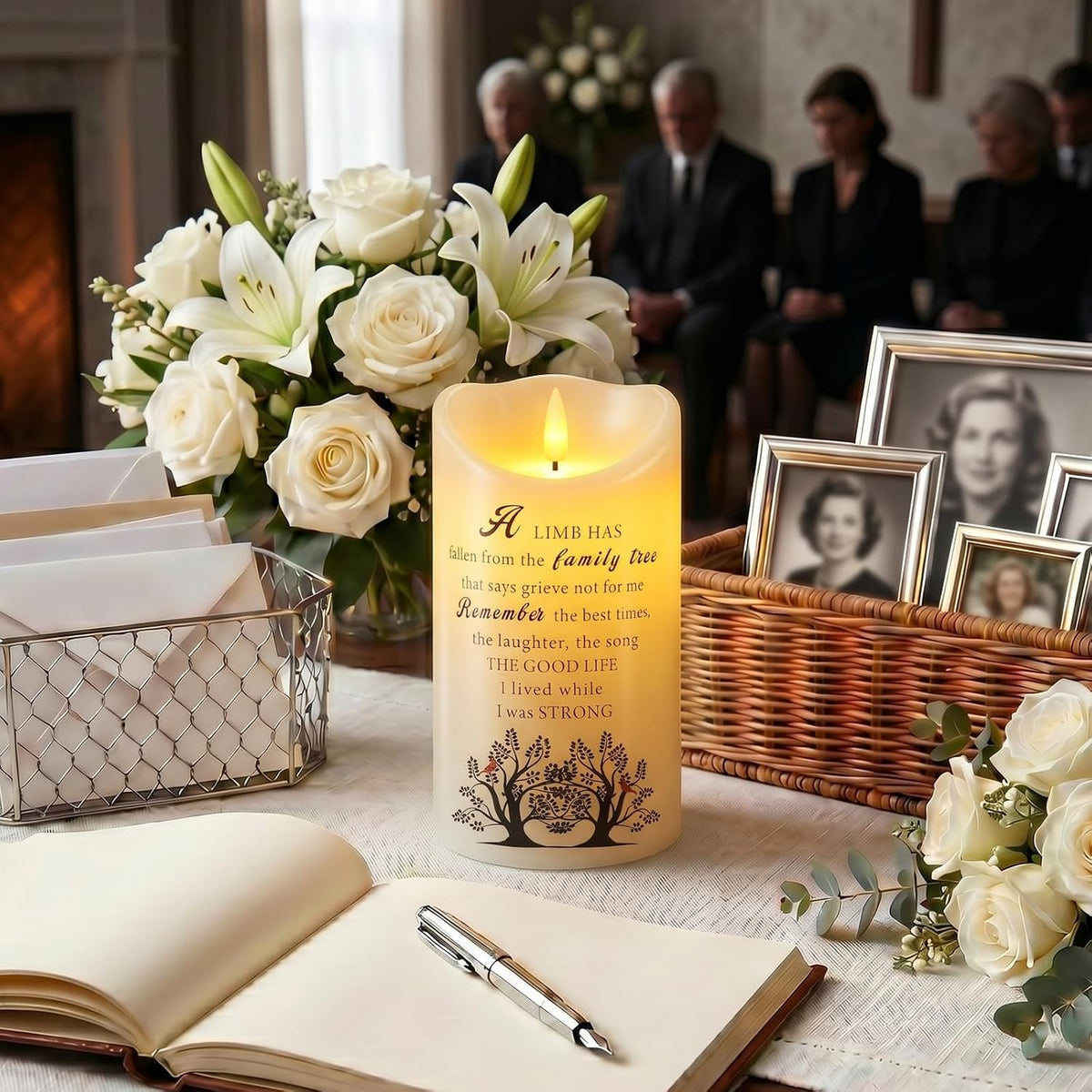 Homemory 4x7 Flameless Memorial Candle Sympathy Gifts for Loss of Loved One