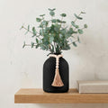 6 Pcs Artificial Eucalyptus Stems in Large Black Vase ,18" Artificial Greenery Stems Centerpieces Fake Eucalyptus Stems 9 in Tall Vase Home Decor Coffee Table Kitchen Table Centerpieces Decor (Black)