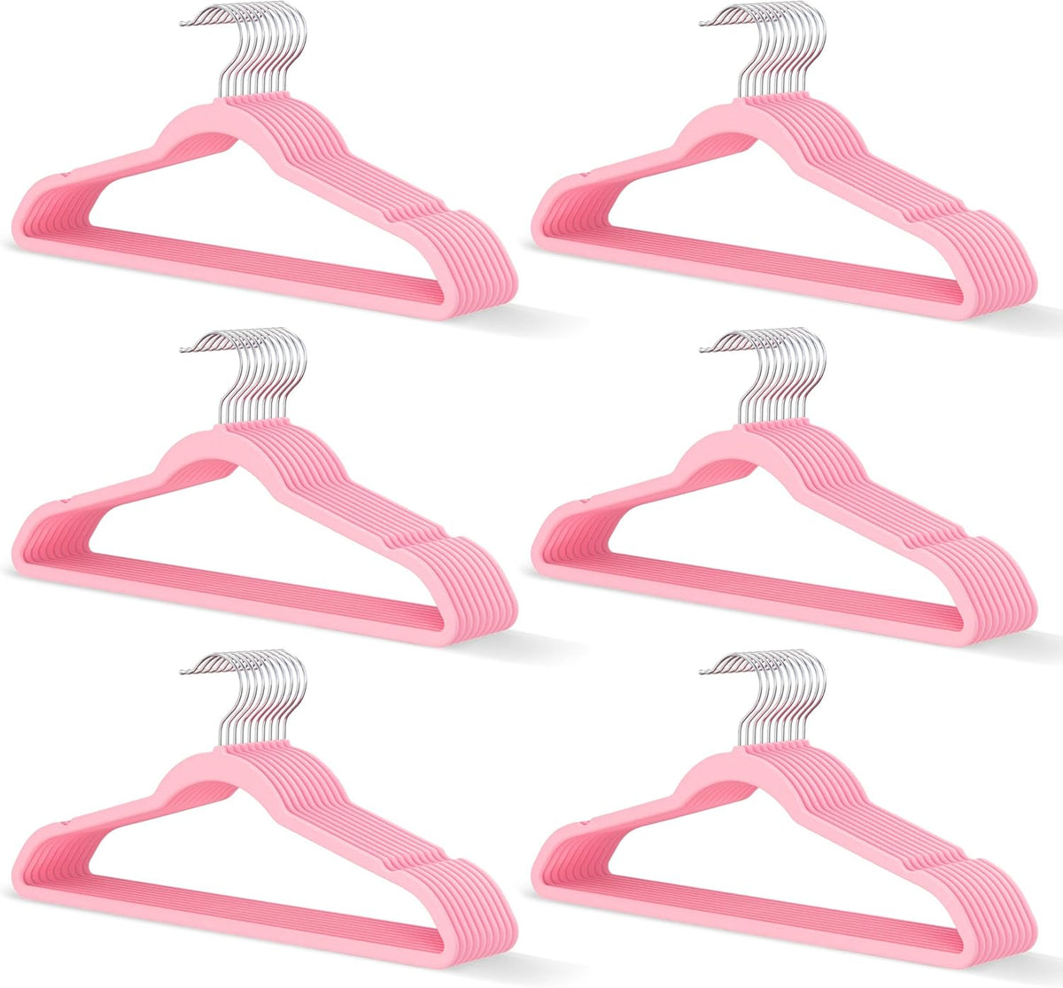 New Premium Velvet Hangers 60 Pack, Non Slip Clothes Hangers, Pink