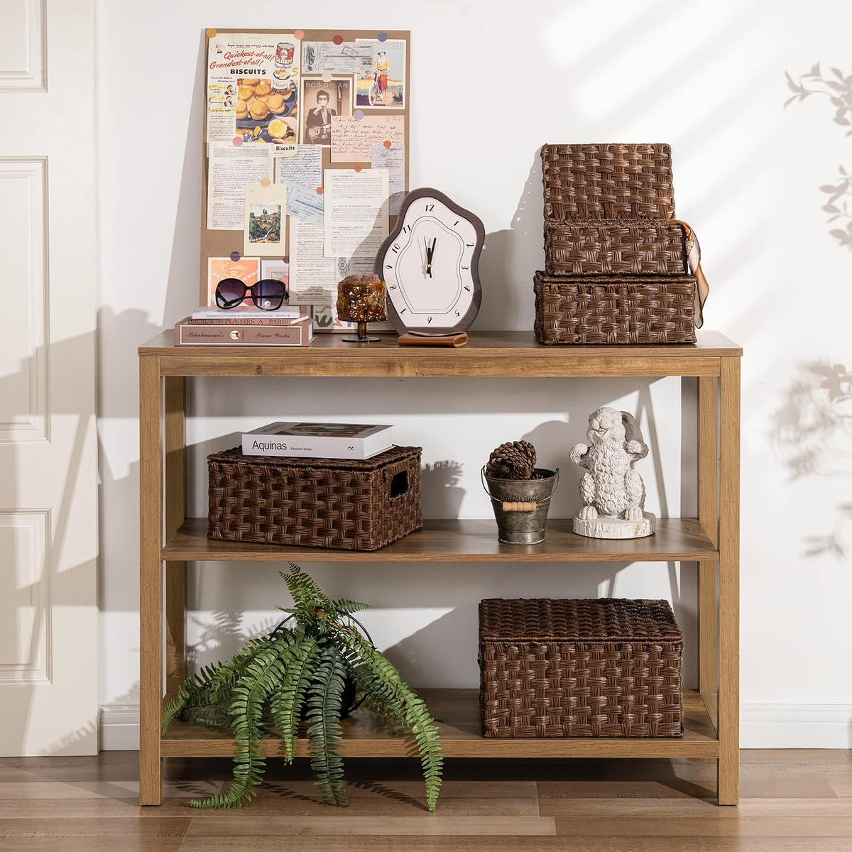 GRANNY SAYS Wicker Basket with Lid, Decorative Storage Baskets for Shelves
