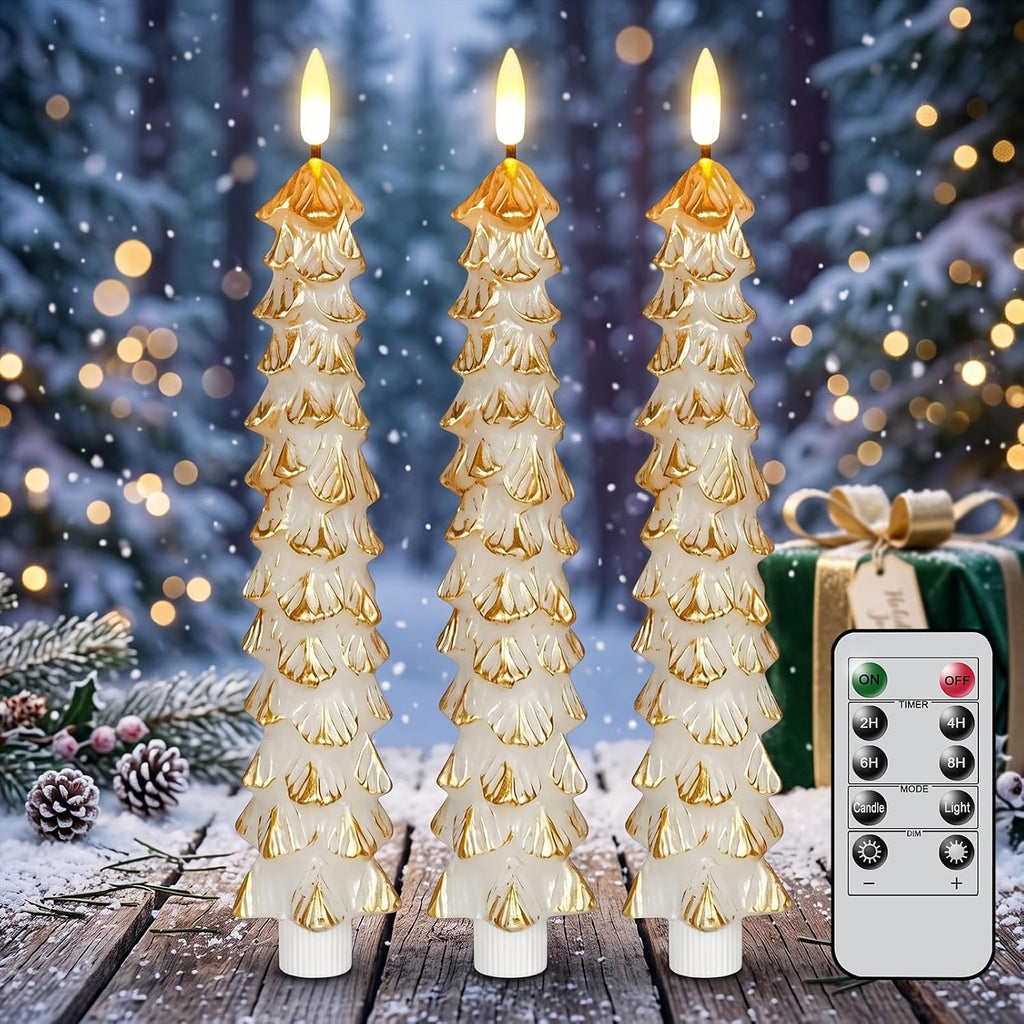 GenSwin Christmas Tree Flameless Taper Candles Battery Operated Remote