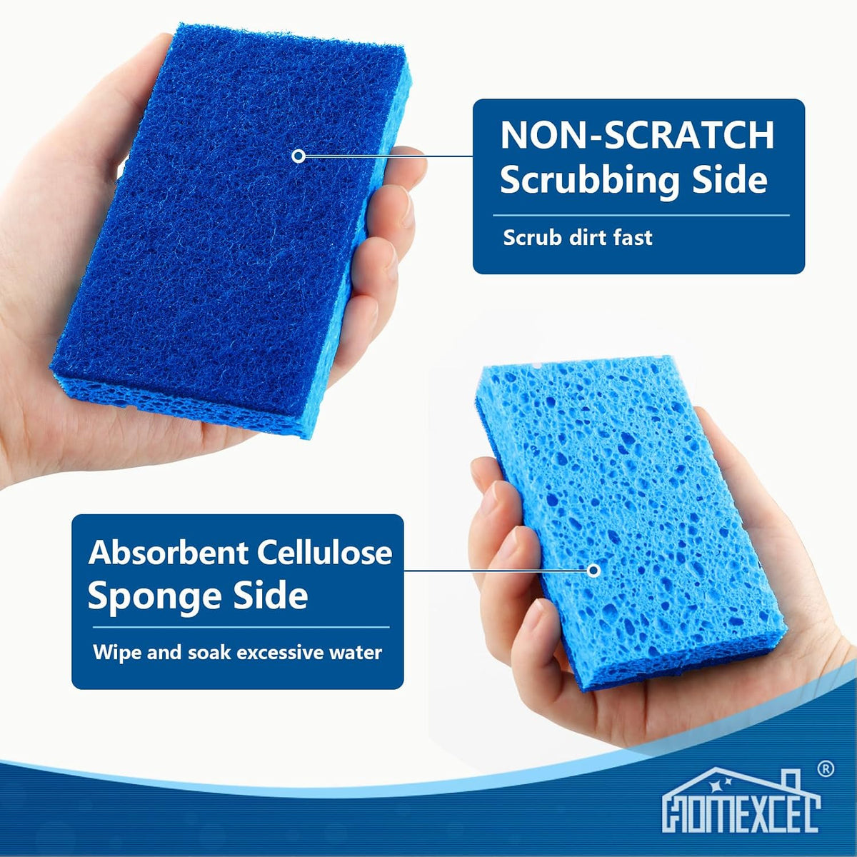 HOMEXCEL Sponges Kitchen 12 PK, Non-Scratch Dish Sponge for Cleaning Dishes