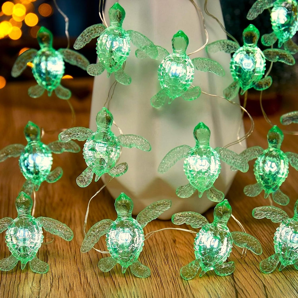 Solar Nautical String Lights, 40LED 14ft Waterproof Outdoor Fairy Lights, Sea Turtle Beach Ocean Decor for Patio Yard Balcony Garden Fence Window
