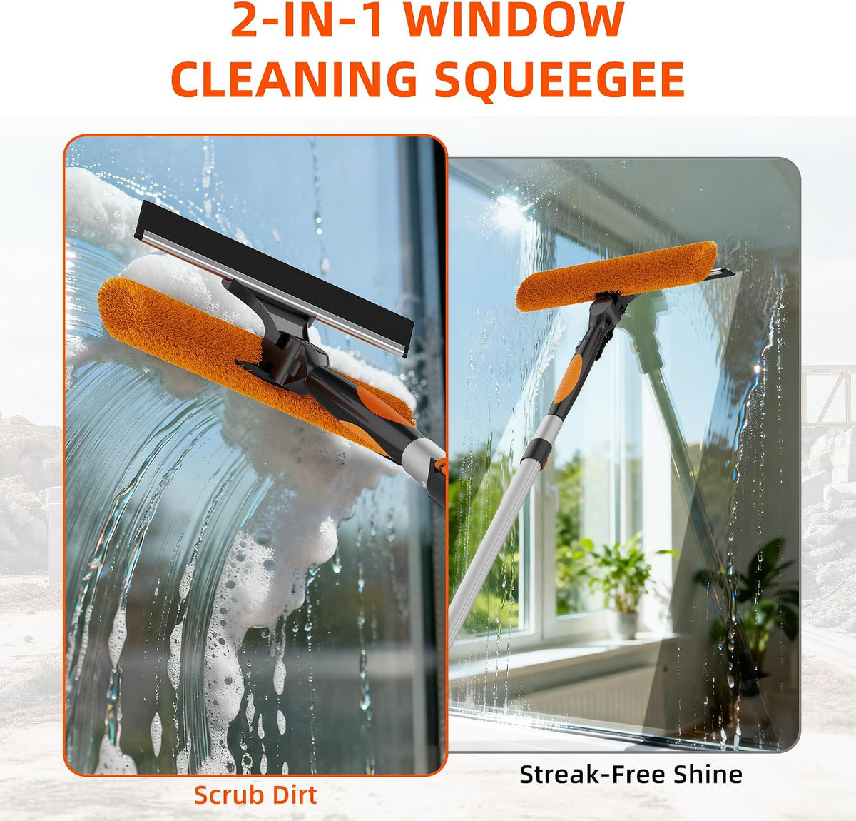 10FT Reach Window Washing Kit, Squeegee with Extension Pole