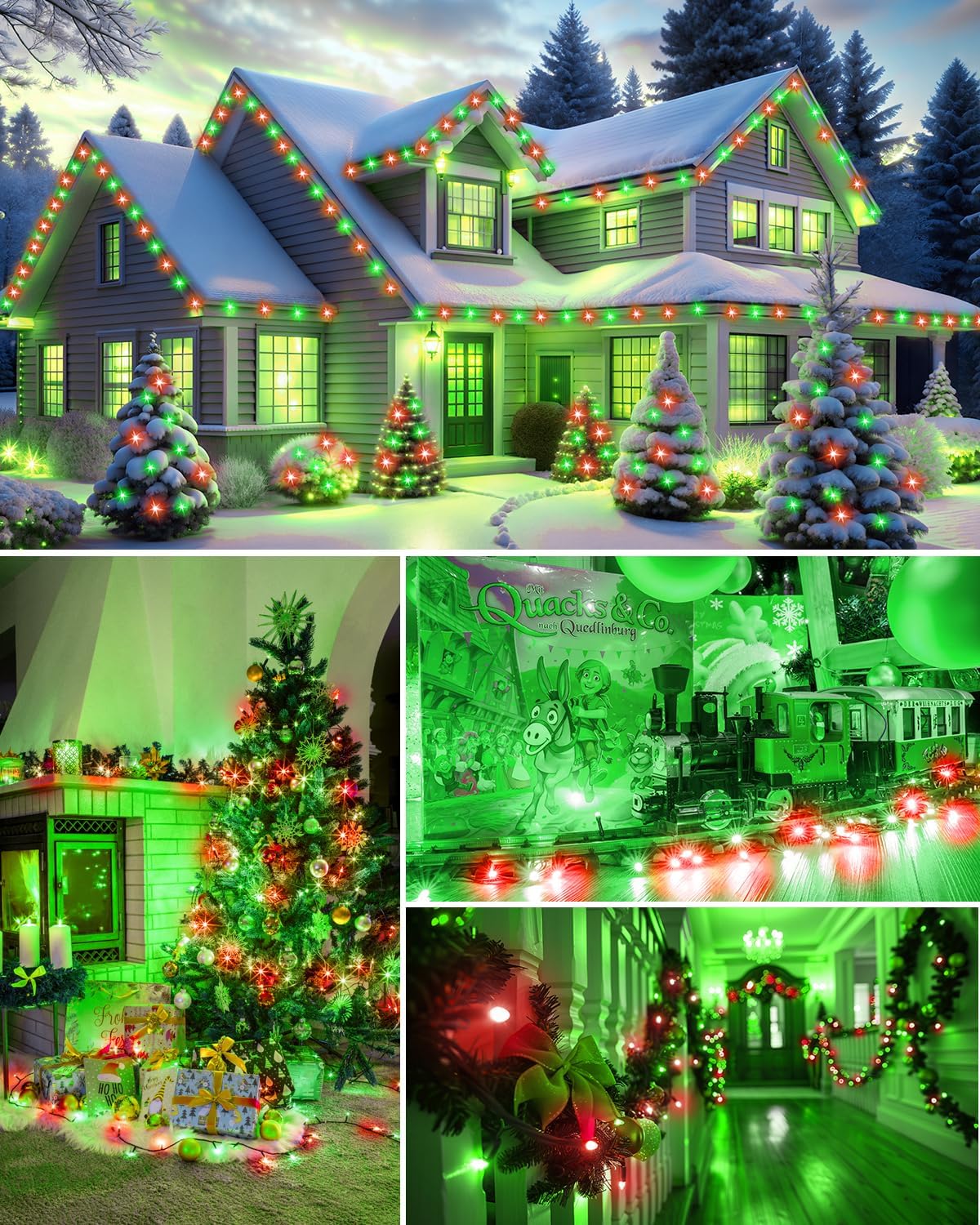 LED Christmas Mini String Lights, 14 Feet 50LEDs F5 Red Green Mini Lights, Connectable Christmas Tree Lights for Wreath Garland Holiday Party Wedding Outdoor Indoor Christmas Decoration, Green Wire