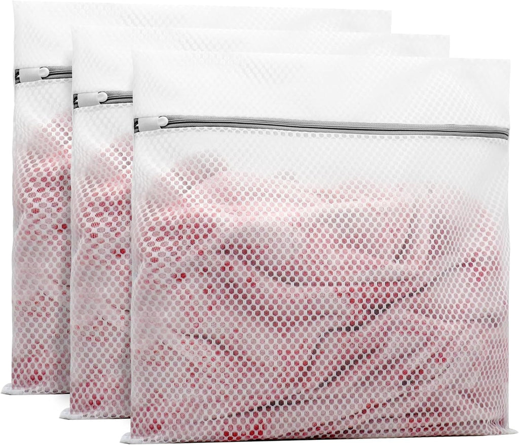 Muchfun 3Pcs Durable Honeycomb Mesh Laundry Bags for Delicates 24x24 Inches